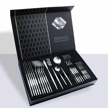 Набір столових приладів Kitchen Ware 24 шт. з нержавіючої сталі на 6 персон Silver PR-2-65 фото