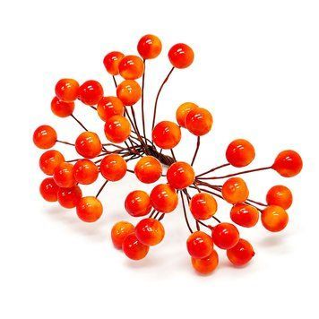 Декоративна Калина лакова для творчості Kl-orange-40, 12 мм, 40 ягідок, 20 дротиків Kl-orange-40 фото