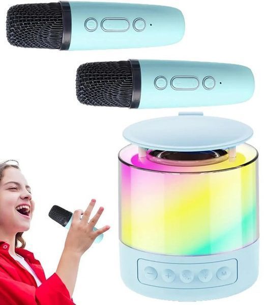 Портативна акустична колонка K19 з Bluetooth та LED-підсвічуванням для караоке бірюзовий G6320 фото