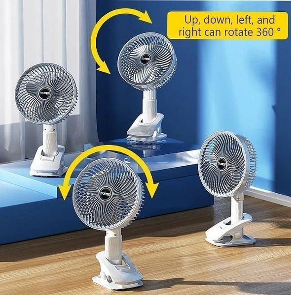 Портативный вентилятор Desktop Fan Multi Function / Аккумуляторный вентилятор на прищепке / Вентилятор мини на USB Jam6703 фото