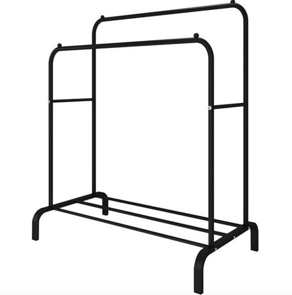 Подвійна стійка вішалка для одягу та взуття Loft Rack підлогова сталева з полицею Black TW608 фото