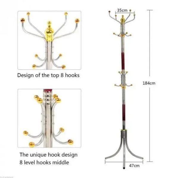 Металева підлогова стійка-вішалка для одягу Coat Rack тренога 16 гачків 5408797 фото