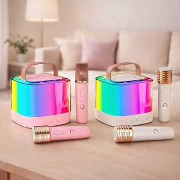Портативна Bluetooth-колонка T7 з LED підсвічуванням / Караоке-колонка для дітей та дорослих 2 мікрофони G6932 фото