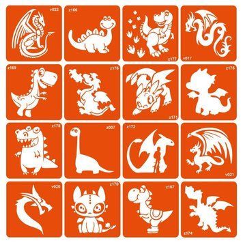Набір трафаретів для біо-тату "Dinosaurs" dinosaurs-16 dinosaurs-16 фото