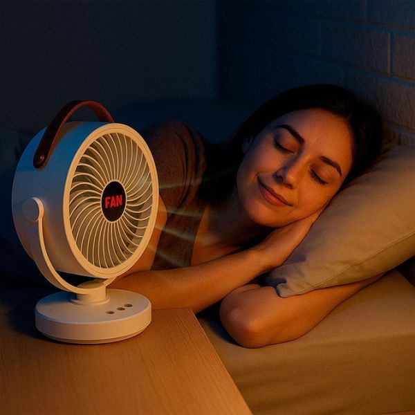 Акумуляторний міні вентилятор VU-05/FS-25 з поворотом / Вентилятор Mini fan з LED-підсвічуванням та USB M17135 фото