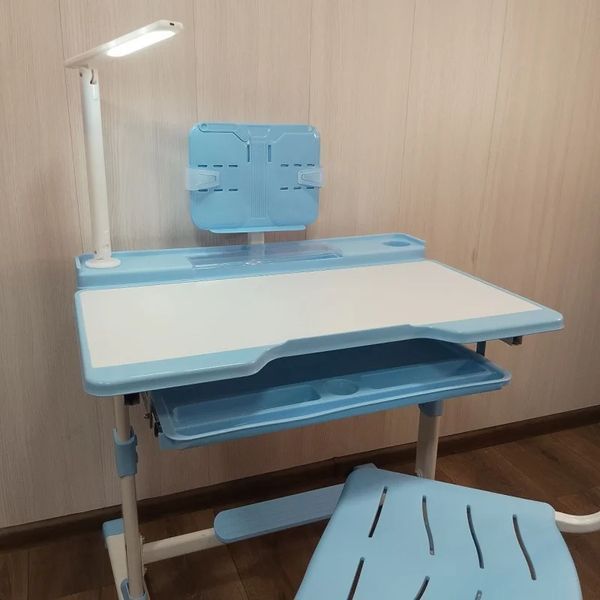 Дитяча парта зі стільцем регульована з лампою та підставкою для книг VEN-1249 фото
