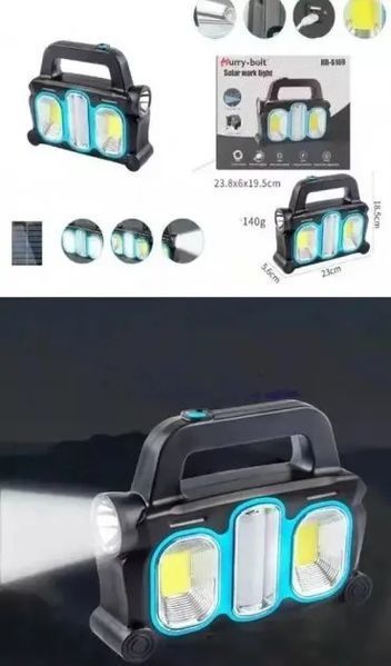 Акумуляторний LED ліхтар прожектор із сонячною панеллю USB вихід знімні Hurry Bolt HB-6169 Q8362 фото