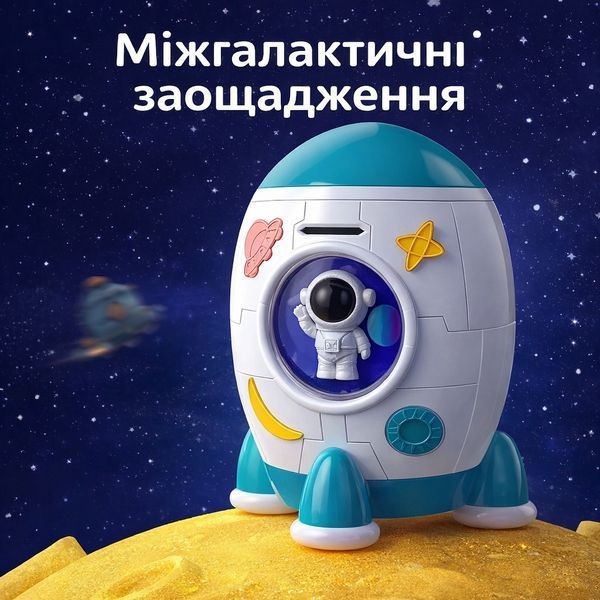 Сейф-копилка Ракета зі звуковими та світловими ефектами 852A Музична скарбничка з унікальним дизайном SAVER1962 фото