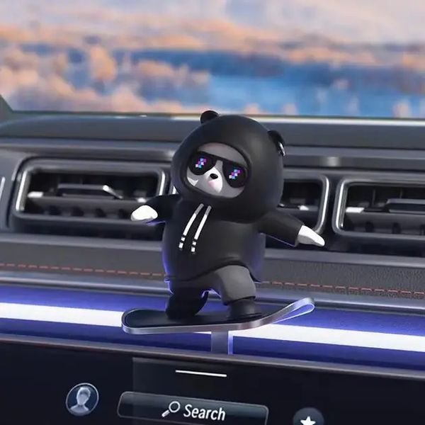 Фігурка-слайдер в автомобілі L'Andre Sliding Cartoon Bear Ведмідь скейтер Cool Black MA-306 фото