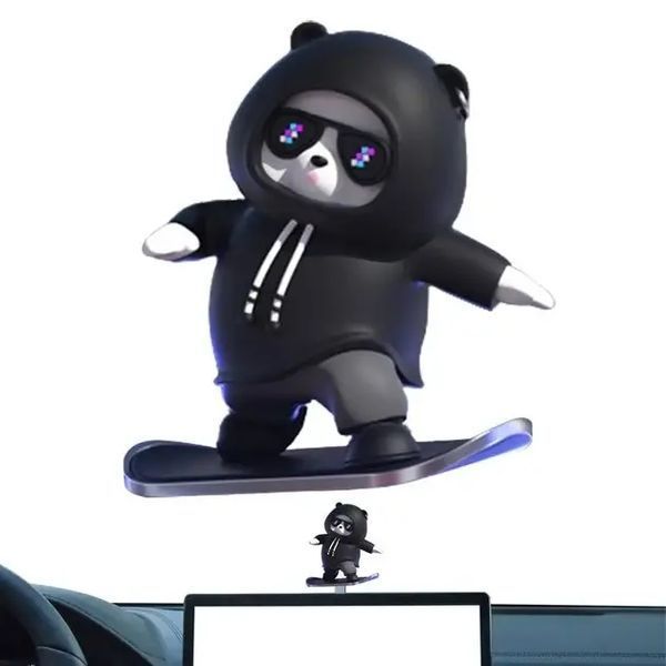 Фігурка-слайдер в автомобілі L'Andre Sliding Cartoon Bear Ведмідь скейтер Cool Black MA-306 фото