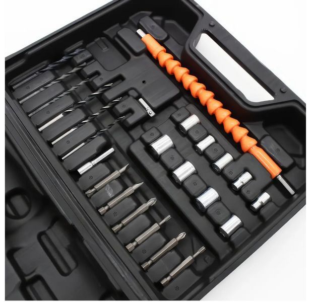Набір шурупокрут акумуляторний із насадками screw driver sets yellow 12v Повний комплект у валізі! NO12v фото