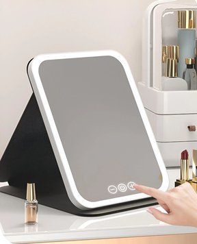 Дзеркало для макіяжу Lighted makeup mirror з LED підсвічуванням, складне, сенсорне керування, Type-C, з регулюванням яскравості G6654 фото