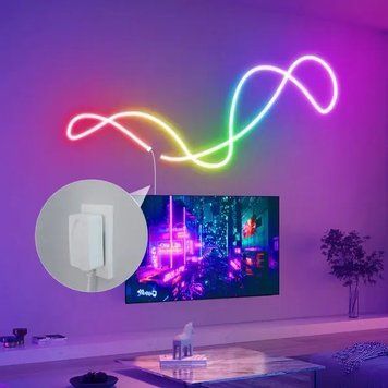 Розумна гнучка LED Neon RGB стрічка-шланг 10 метрів від USB керування режимами з телефону, Bluetooth додаток, пульт Jam74541 фото