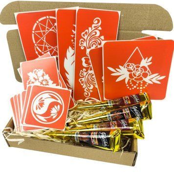 Набір кольорової хни з трафаретами для біо-тату №6 color-henna-set-06 color-henna-set-06 фото