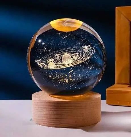 Світлодіодна кришталева куля, декоративна універсальна 3D нічниця, кришталева куля "Супутник" Jam11414/4 фото