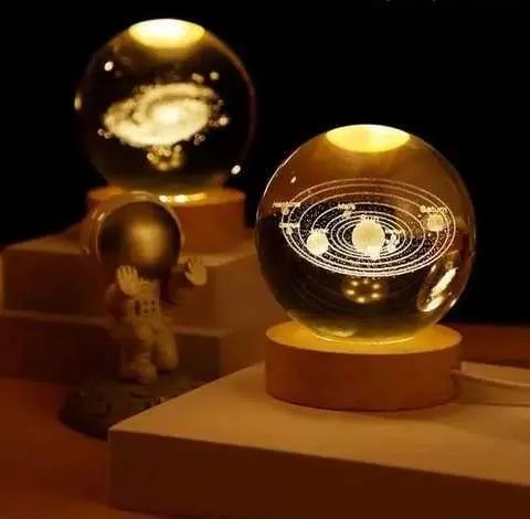 Світлодіодна кришталева куля, декоративна універсальна 3D нічниця, кришталева куля "Супутник" Jam11414/4 фото
