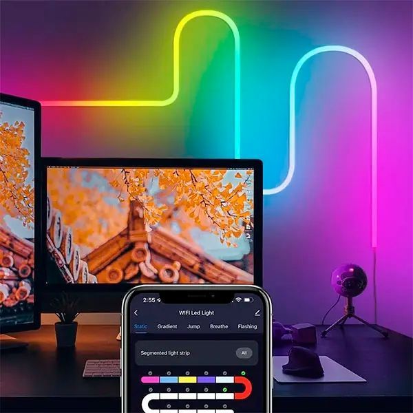 Розумна гнучка LED Neon RGB стрічка-шланг 10 метрів від USB керування режимами з телефону, Bluetooth додаток, пульт Jam74541 фото