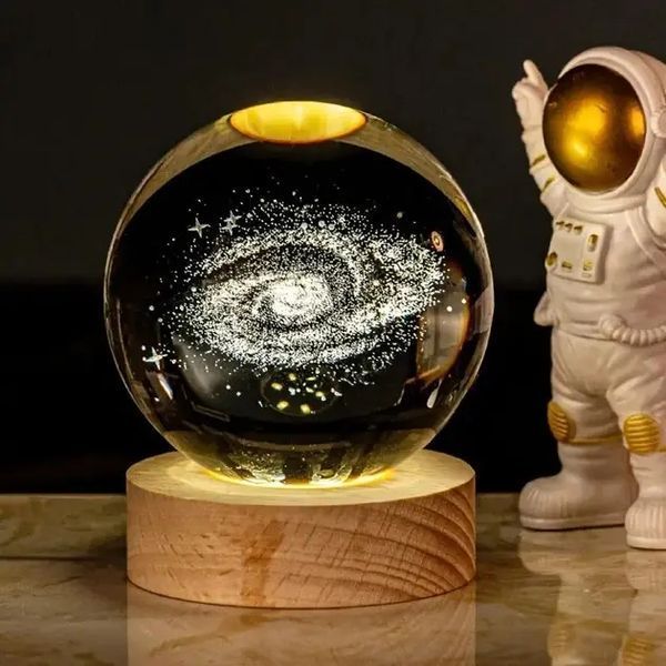 Світлодіодна кришталева куля, декоративна універсальна 3D нічниця, кришталева куля "Супутник" Jam11414/4 фото
