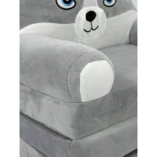 М'яке дитяче крісло плюшеве, м'яке крісло-ліжко для дітей Вовк Сірий 559649498/2 фото