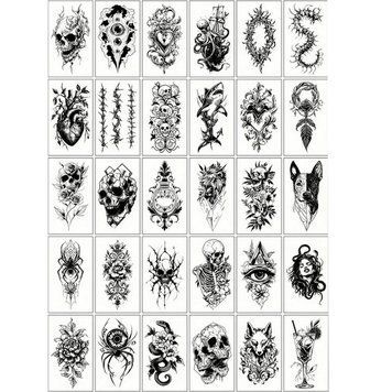 Набір дитячих тимчасових татуювань "Чорні міні №5" black-tattoo-mini-set-5-T black-tattoo-mini-set-5-T фото