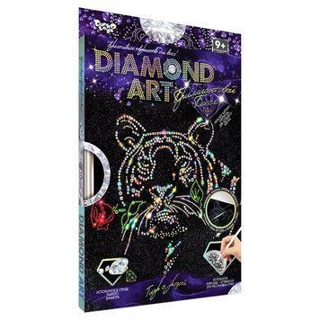 Комплект креативної творчості "DIAMOND ART" DAR-01, 10 видів Тигр з трояндою DAR-01-09 фото
