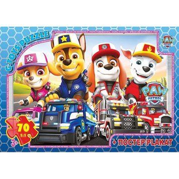 Дитячий пазл "Paw Patrol" PW08912 постер 70 елементів PW08912 фото