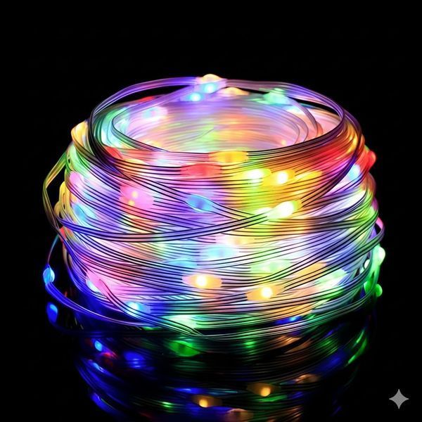 Світлодіодна RGB 10м гірлянда на ялинку або новорічного декору в будинку або на вулицю водонепроникна IP65 з керуванням SMART IP6510 фото