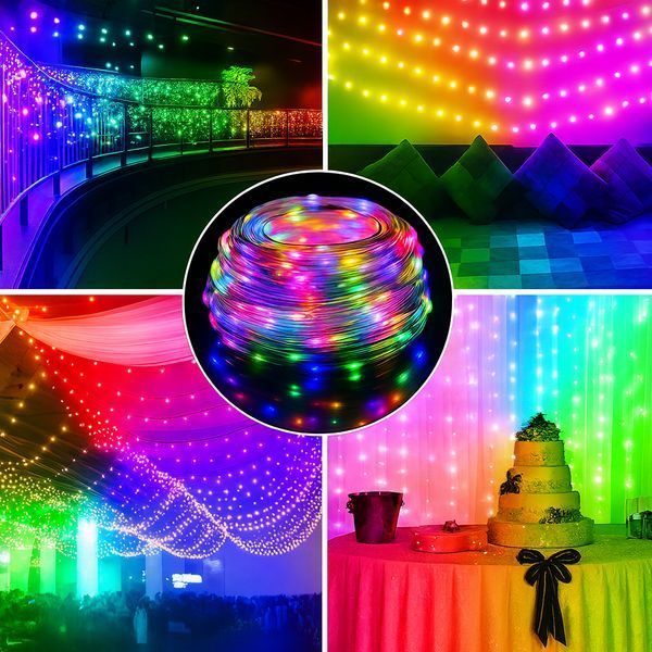 Світлодіодна RGB 10м гірлянда на ялинку або новорічного декору в будинку або на вулицю водонепроникна IP65 з керуванням SMART IP6510 фото