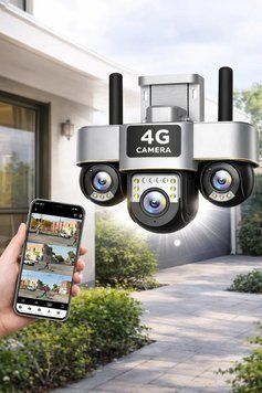 Вулична 4G камера відеоспостереження 15MP , 3 об'єктива /Поворотна камера спостереження / Smart Net Camera SC28 V380 PRO G0588 фото