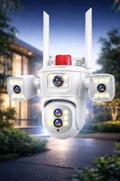 Відеокамера 4G IP66 4G 12mp (JE-190-2) 4 екранні 360-градусні камери IP-камера чотири об'єктиви Біла Jam8377 фото