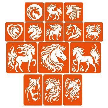 Набір трафаретів для біо-тату "Коні - великий мікс" horses-big-mix 10х10 см horses-big-mix фото