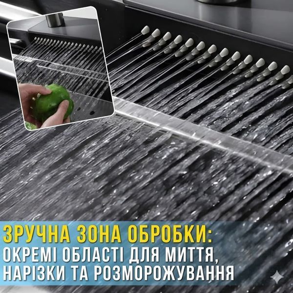 Кухонна мийка з неіржавкої сталі 75&times;46 см із висувним змішувачем і 3 режимами подавання води "Водоспад" RK RK7546 фото