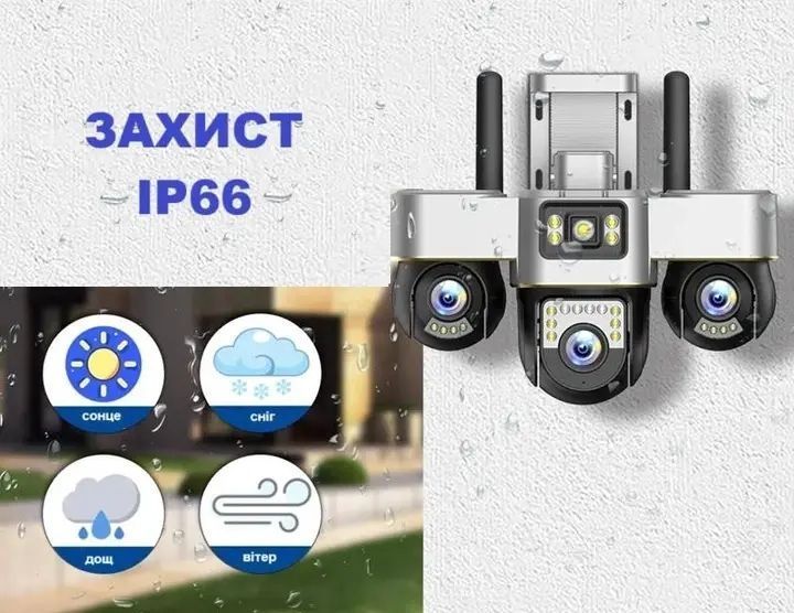 Вулична 4G камера відеоспостереження 15MP , 3 об'єктива /Поворотна камера спостереження / Smart Net Camera SC28 V380 PRO G0588 фото