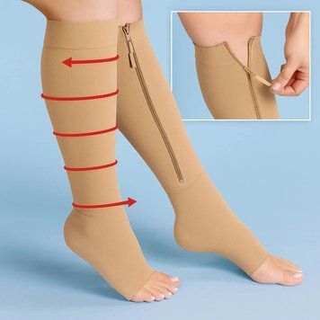 Компресійні гольфи Zip Sox, шкарпетки від варикозу Бежеві 8011319/2 фото