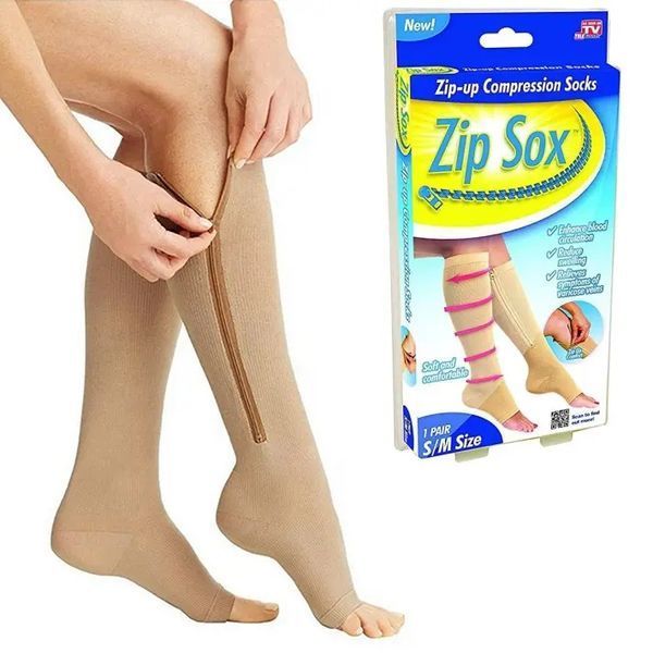 Компресійні гольфи Zip Sox, шкарпетки від варикозу Бежеві 8011319/2 фото