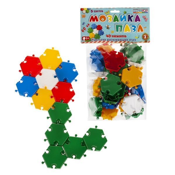 Дитяча мозаїка-пазл №3 1-144, 40 деталей &Oslash;60мм 1-144 фото
