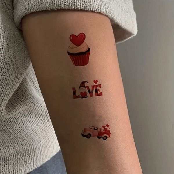 Набір тимчасових тату "Любов № 2" Love-tattoo-mini-set-2-10, 12 х 7 см 10 шт Love-tattoo-mini-set-2-10 фото