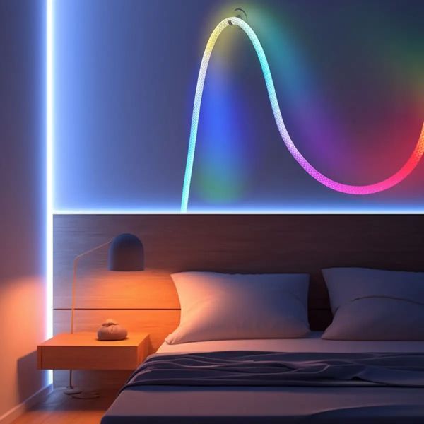 Неонова LED RGB стрічка 5 м із лускатим покриттям і керуванням через застосунок, пульт RGB550 фото