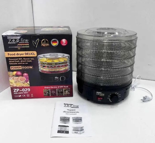 Сушарка для овочів та фруктів Zepline ZP-029 сушарка дегідрататор 800 Вт Чорна ZP-029 фото