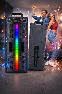 Портативна бездротова Bluetooth колонка-караоке TTD-2806 RGB-підсвічування, мікрофон, пульт ДК VEN-2806 фото