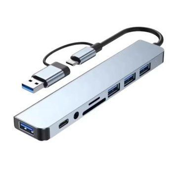 Мультифункціональний USB-хаб 8 в 1, універсальний адаптер, концентратор із входом Type-C, кардрідер, HDTV+PD+USB 3.0+SD+TF+Type-C Jam47481 фото