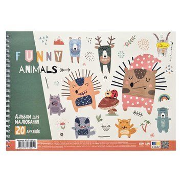 Альбом для малювання Funny animals АП-0308-9, 20 аркушів, 100 г/м2 АП-0308-9 фото