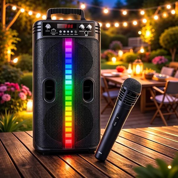 Портативна бездротова Bluetooth колонка-караоке TTD-2806 RGB-підсвічування, мікрофон, пульт ДК VEN-2806 фото