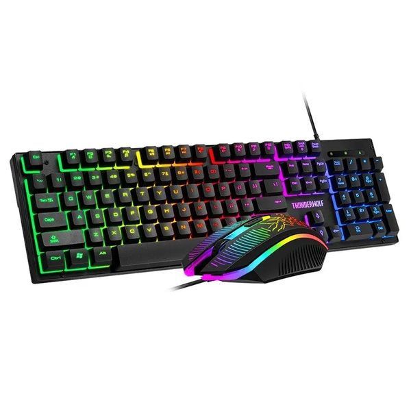 Ігровий комплект клавіатура та миша навушники килимок 4в1 Linmoni TF-400 Kit з RGB підсвічуванням для геймерів n852369 фото