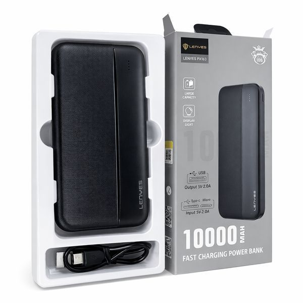 Зовнішній акумулятор Power Bank Lenyes PX163 10000 mAh li-ion два usb виходу 136х68х15 6 мм PX163 фото