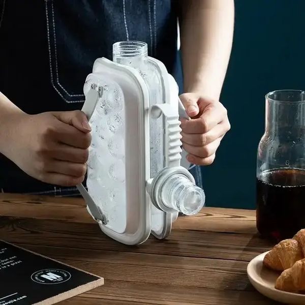 Портативна силіконова форма для льоду пляшка 2 в 1 ICE CUBE TRAY складана на 17 кульок 2054896320 фото