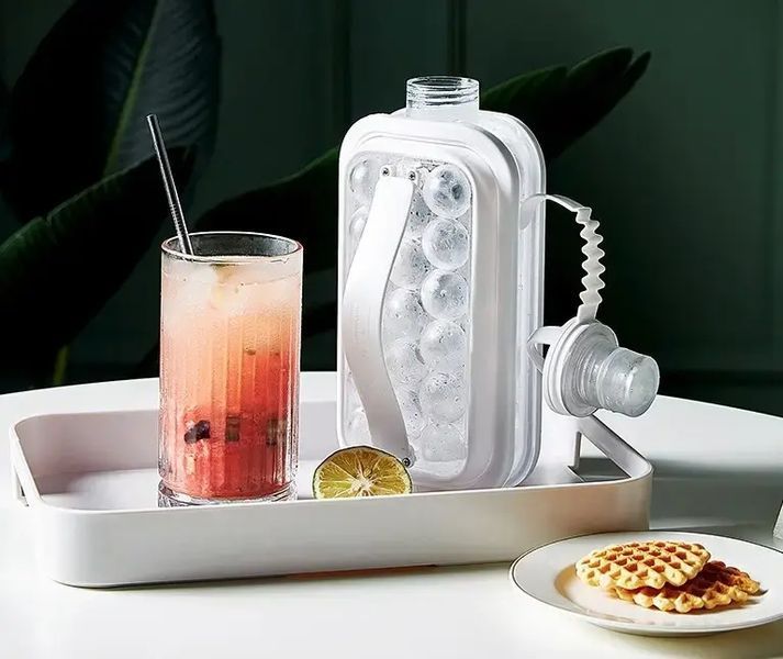 Портативна силіконова форма для льоду пляшка 2 в 1 ICE CUBE TRAY складана на 17 кульок 2054896320 фото