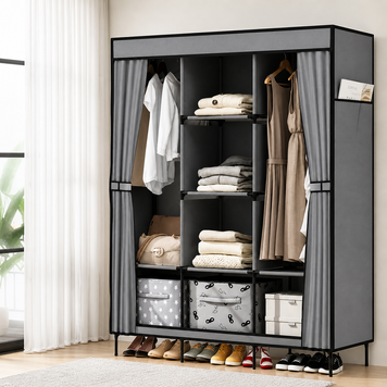 Універсальна тканинна шафа для зберігання речей HCX WARDROBE NEW CL-128 / Складаний органайзер для одягу 170х130х45см Jam8694 фото