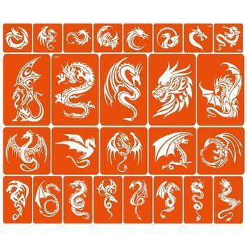 Набір трафаретів для біо-тату "Дракони - великий мікс" dragons-big-mix dragons-big-mix фото