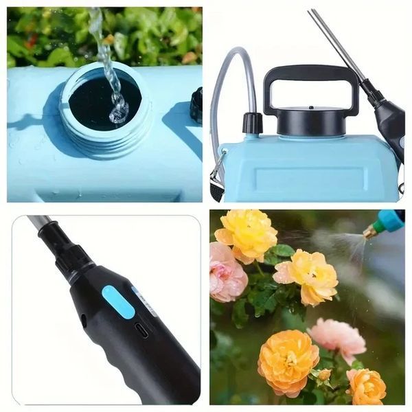 Електричний акумуляторний садовий обприскувач 8л + 3 насадки / Переносний оприприскувач для газону з висувною ручкою 66см 24476024 фото